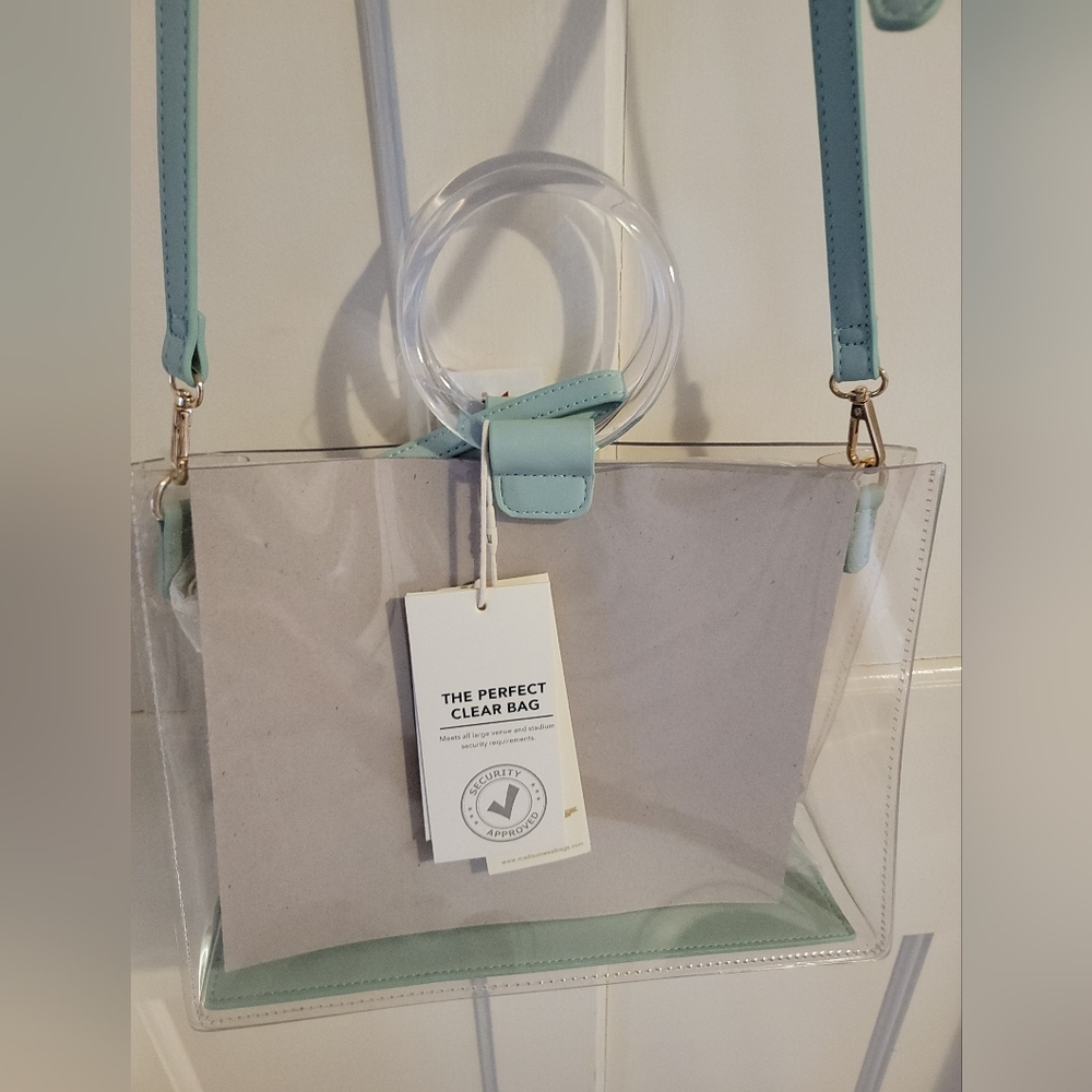 Madison West Clear Crossbody Bag with Mint Trim